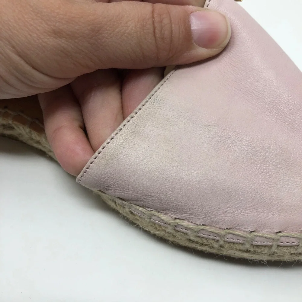 Longchamp Espadrilles Flats Womens 41 US 10 Pink Leather Ankle Strap Summer Boho
